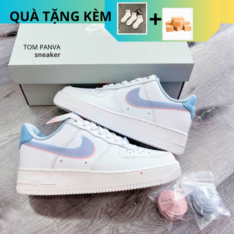 Giày Air Force 1 Low Double Swoosh Blue/Purple Bản Chuẩn Cao Cấp Full Box Bill