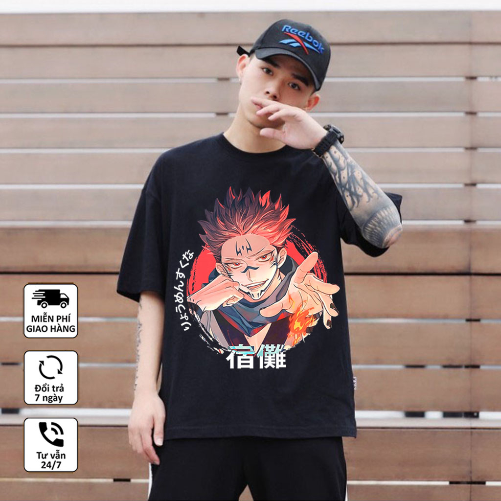 Áo Jujutsu Kaisen, Áo Anime in hình Sukuna, Gojo Satoru mẫu mới siêu đẹp, chất vải cotton co giãn 4 chiều
