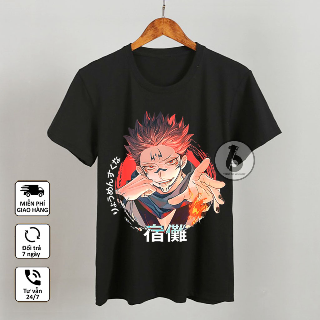 Áo Jujutsu Kaisen, Áo Anime in hình Sukuna, Gojo Satoru mẫu mới siêu đẹp, chất vải cotton co giãn 4 chiều