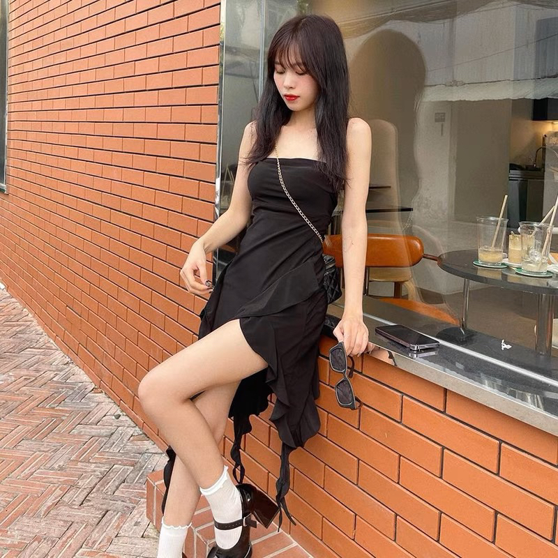 Đầm body dáng dài tua rua TIBU Áo ống cúp ngực lạ mắt sang chảnh siêu hot trend 2023