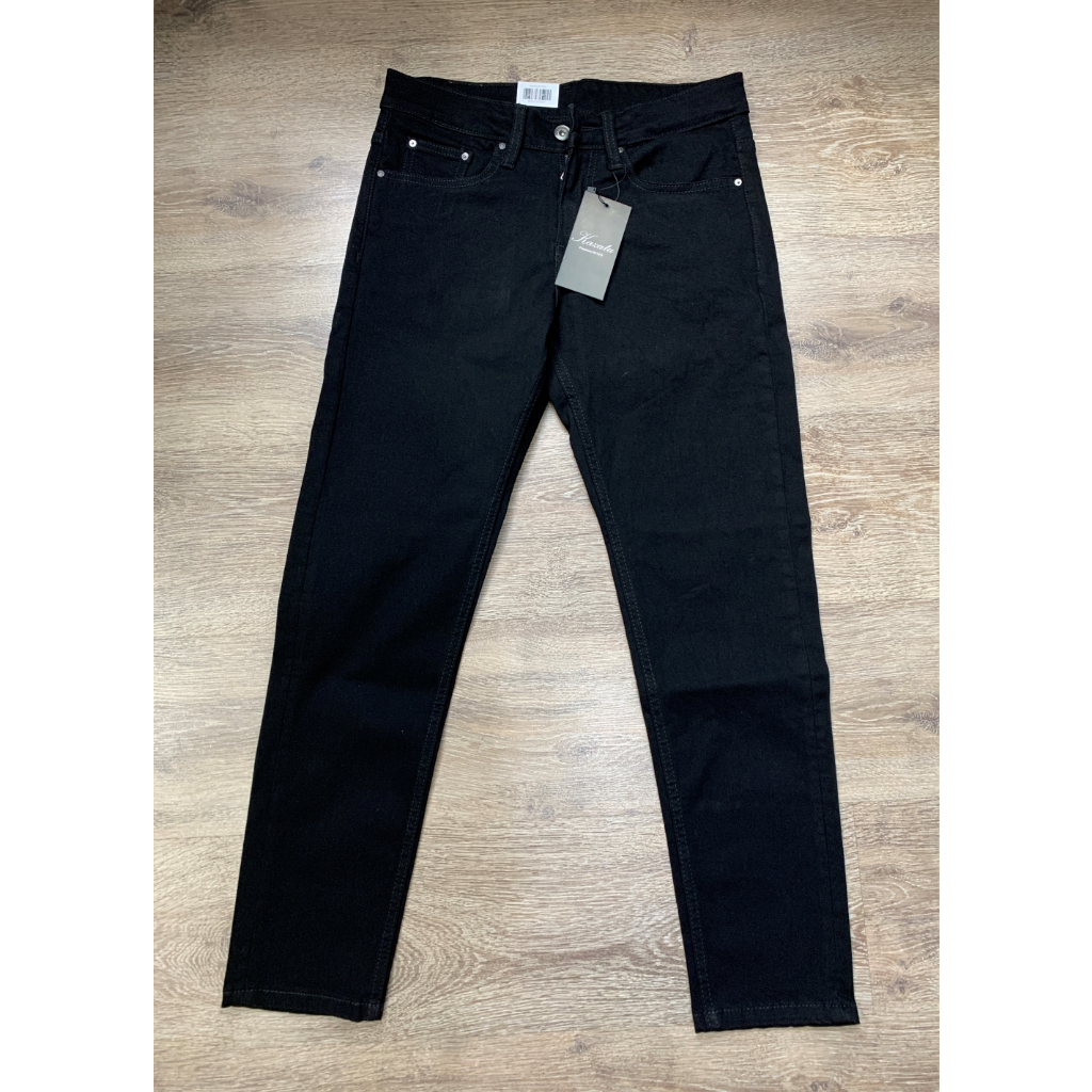Quần jean nam ống ôm đen trơn co giãn cao cấp skinny KAZATA