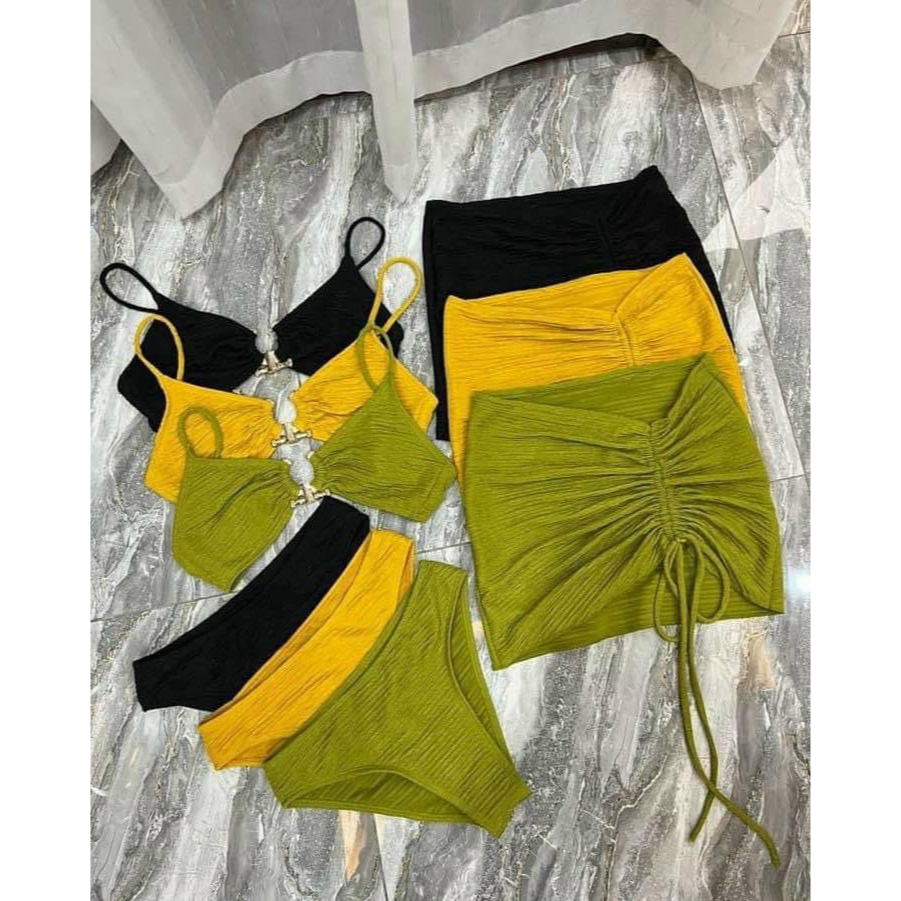 Bikini Sexy Velvet Vải co giãn 3 món