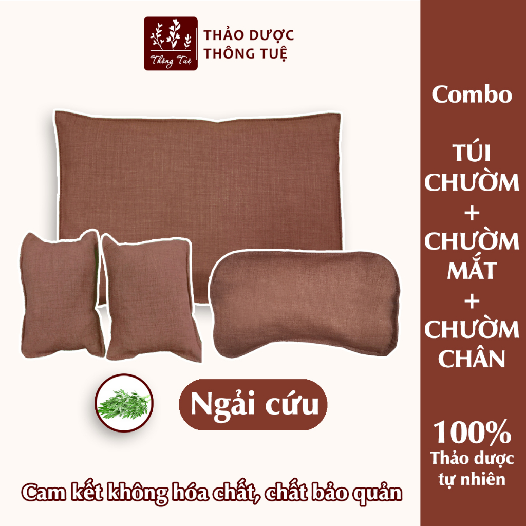 Combo Túi chườm đa năng + Chườm mắt + Chườm bàn chân Thông Tuệ - NGẢI CỨU