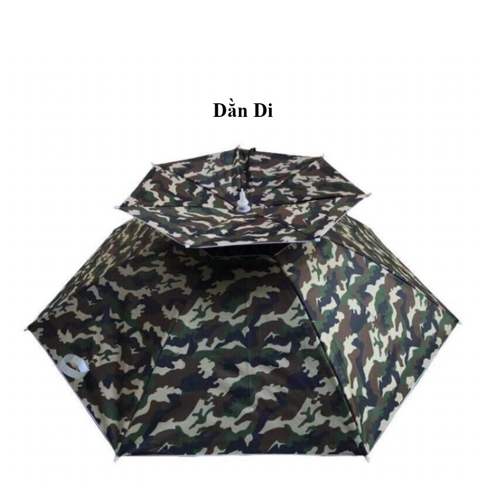 Ô đội đầu 2 tầng câu cá che nắng che mưa chất liệu vải siêu giầy chấm thấm nước