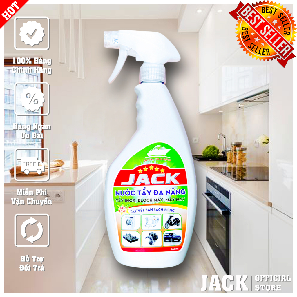 Tẩy Dầu Mỡ, Tẩy Cặn Canxi, Tẩy Vết Bẩn Nhà Bếp Đa Năng JACK 650ml Làm Sạch Hiệu Quả Nhanh Chóng