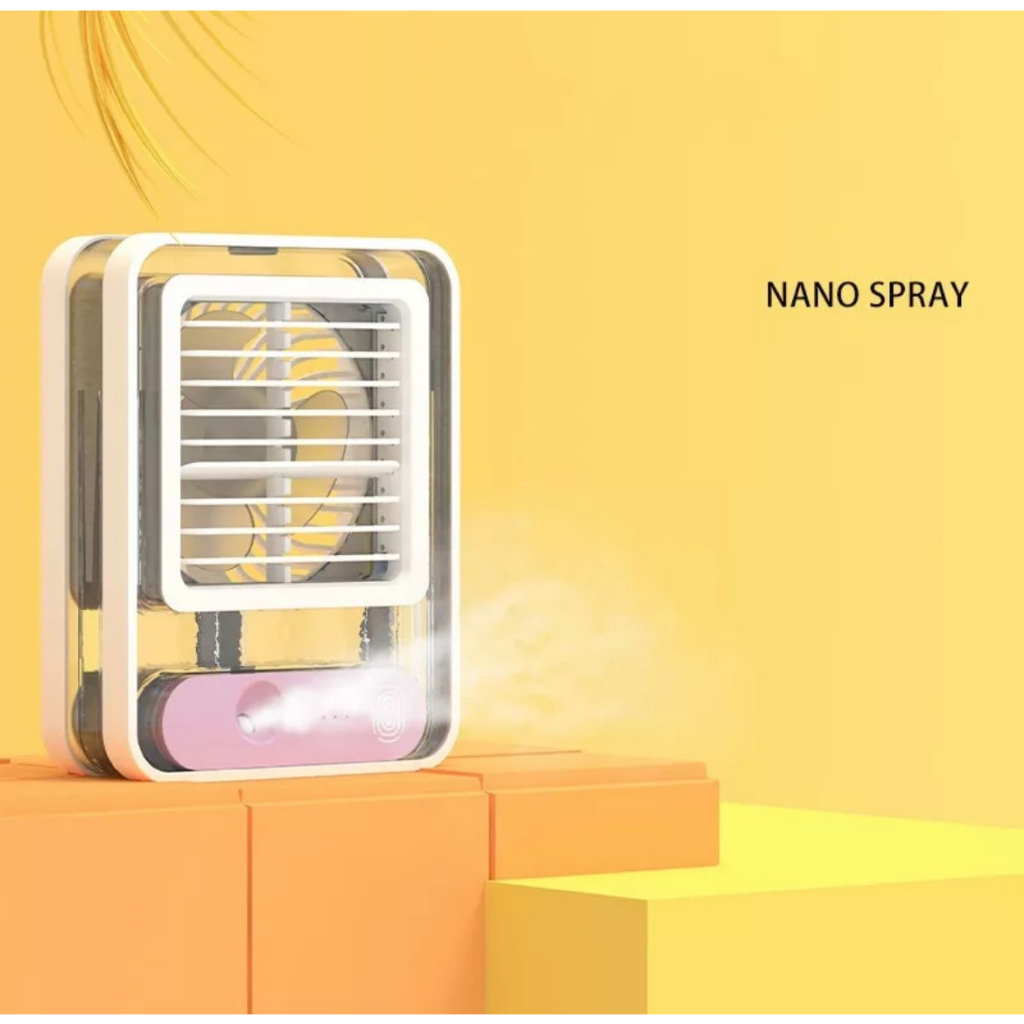 Quạt Điều Hòa Mini Để Bàn Trong Suốt Phun Sương Tạo Độ Ẩm Sử Dụng Cổng Sạc USB Tiện Dụng – BH 6 Tháng