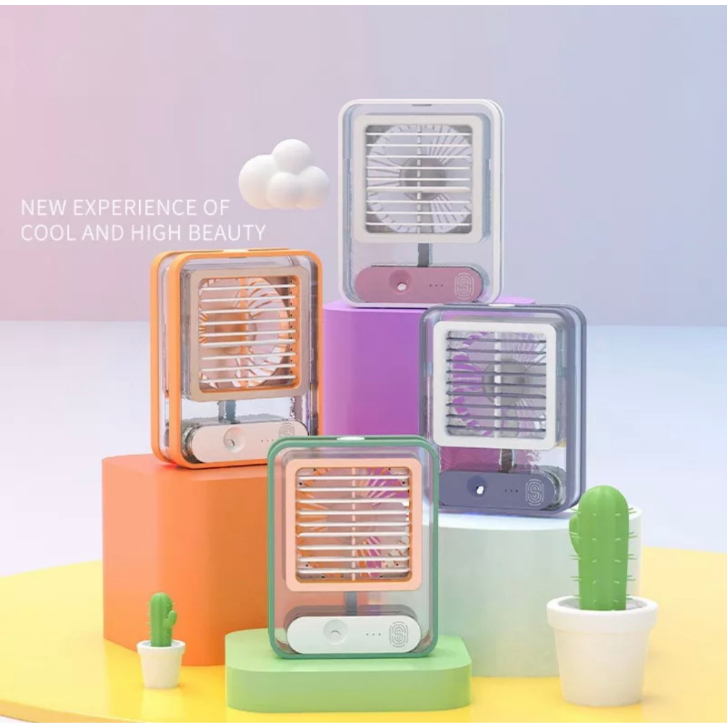 Quạt Điều Hòa Mini Để Bàn Trong Suốt Phun Sương Tạo Độ Ẩm Sử Dụng Cổng Sạc USB Tiện Dụng – BH 6 Tháng