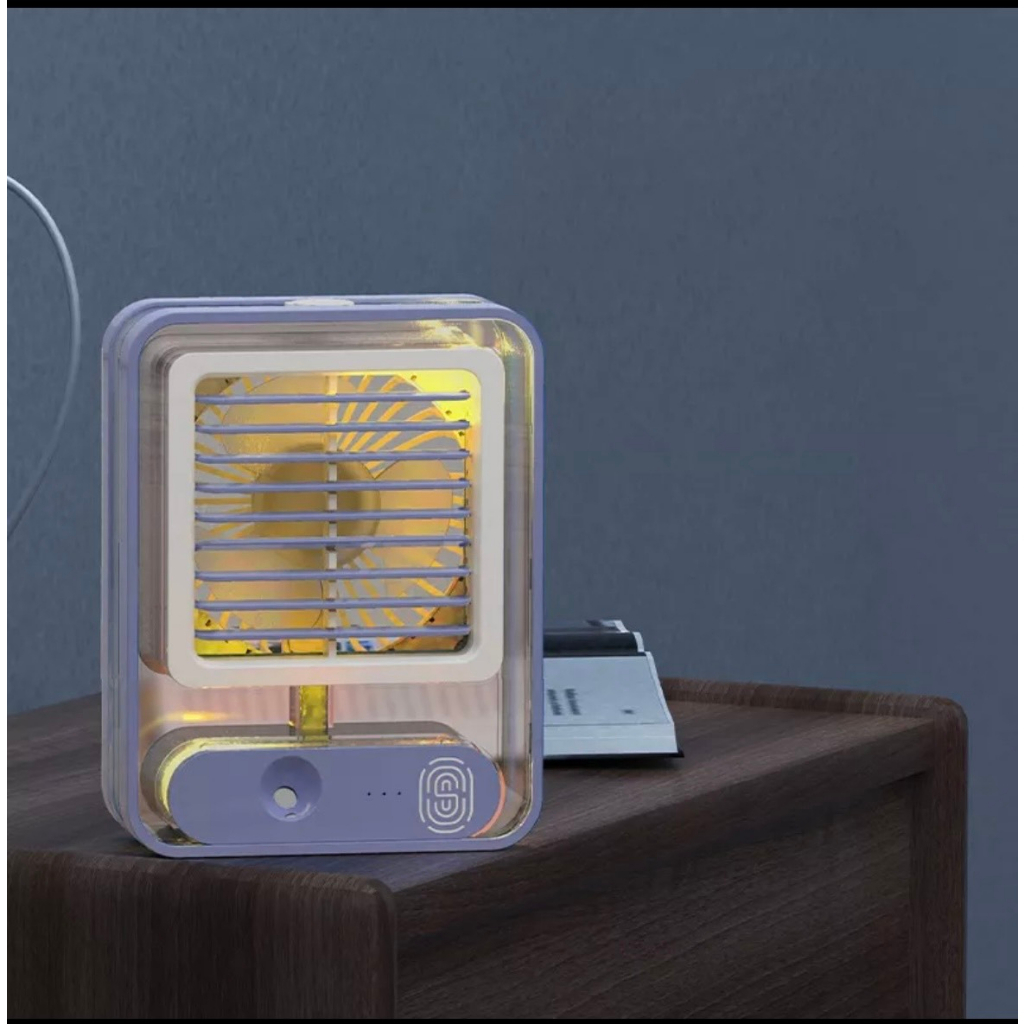 Quạt Điều Hòa Mini Để Bàn Trong Suốt Phun Sương Tạo Độ Ẩm Sử Dụng Cổng Sạc USB Tiện Dụng – BH 6 Tháng