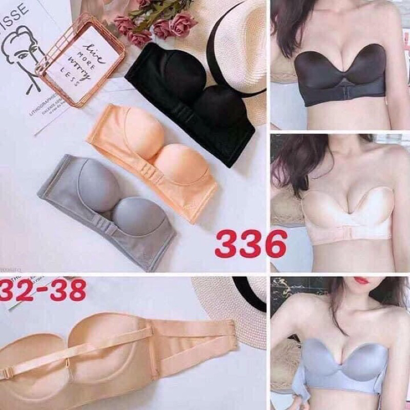 Áo lót không dây nâng ngực chống tụt cài trước - áo ngực quây chống tuột tụt mặc áo váy đầm hở vai màu da đen bigsize