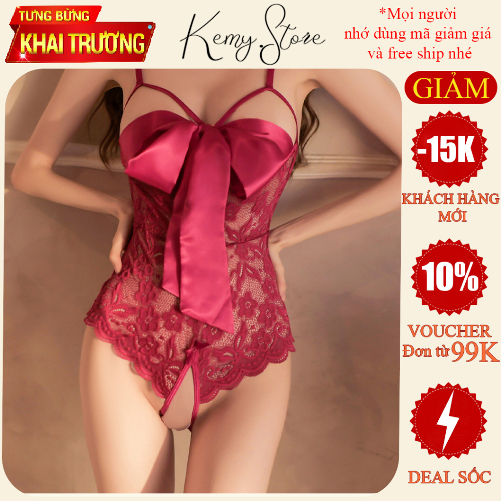 Váy ngủ sexy gợi cảm, Bodysuit nữ ren mềm mại quyến rũ KV002 Size 40-57kg