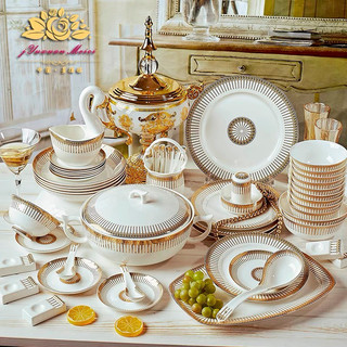 Bộ Chén Bát Đĩa Phố Decor Chất Liệu Sứ Xương Cao Cấp Men Sáng 60 Chi Tiết