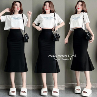 Sét áo croptop mix chân váy đuôi cá cực xinh