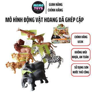 Bộ mô hình động vật hoang dã chính hãng UCOK. Ghép 6 cặp động vật hoang dã Montessori.