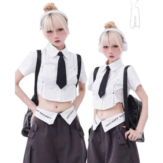 Áo sơ mi croptop cộc tay HAGA SMXL81