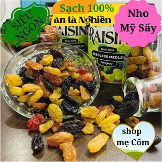 Nho mỹ khô sấy dẻo- nho xanh nho vàng, nho mix 3 màu dẻo ngon
