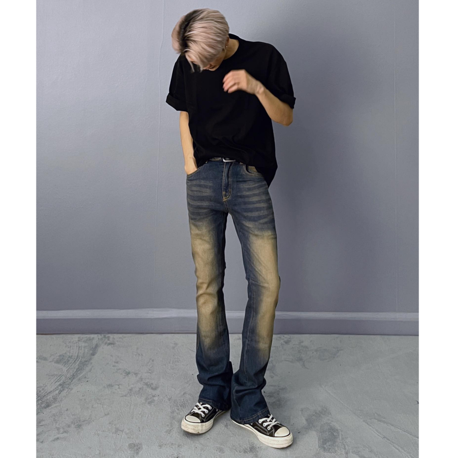 Quần jean loe nam nữ DUSTYSTUDIO màu dirt wash chất liệu jeans cotton cao cấp mềm mại,thông thoáng