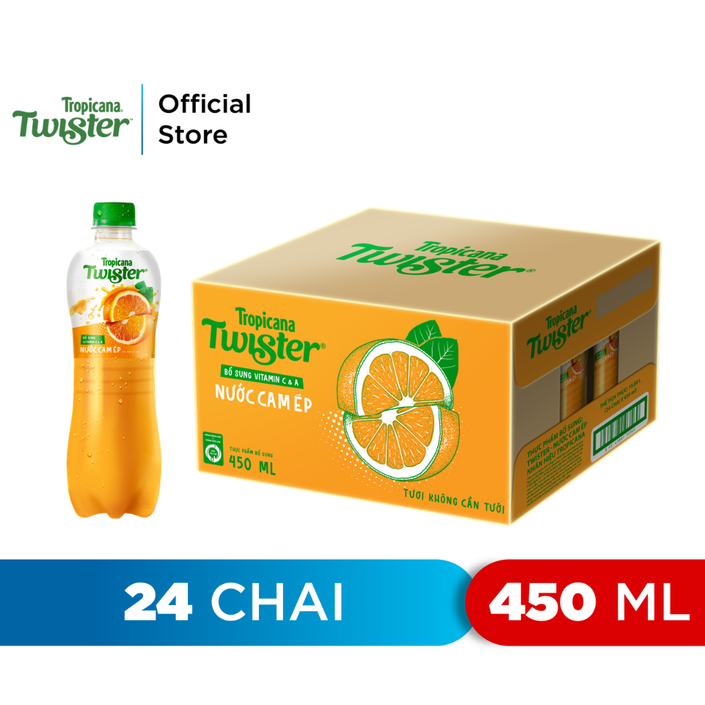 [Chỉ 25.12-Deal Sốc Kèm Túi]Thùng 24 Chai Nước Trái Cây Twister Cam (450ml/chai)