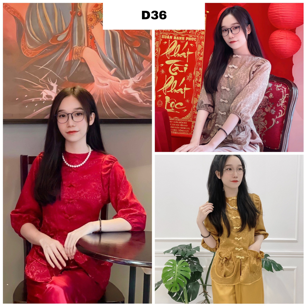 SET ĐỒ LAM VẢI GẤM THƯỢNG HẢI CAO CẤP SANG TRỌNG MÃ D36