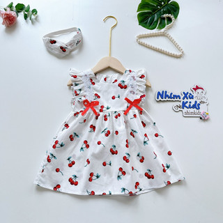 [4-28kg] Đầm Váy Cổ Tàu Đính Nơ NHÍM XÙ KIDS Cho Bé Gái 1 Tuổi Đến 8 Tuổi V118
