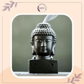 Lư đốt nụ nhang trầm hương - lư xông nhang nụ trầm hương phong thủy xông nhà , spa hình phật chất liệu gốm sứ cao cấp