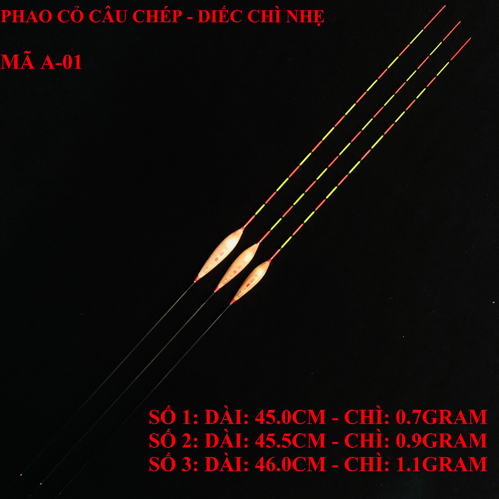 Phao cỏ tăm nhỏ A-01 chuyên câu cá nhát - cá chép, diếc, rô phi tải chì nhẹ - Phao Cỏ Câu Đài