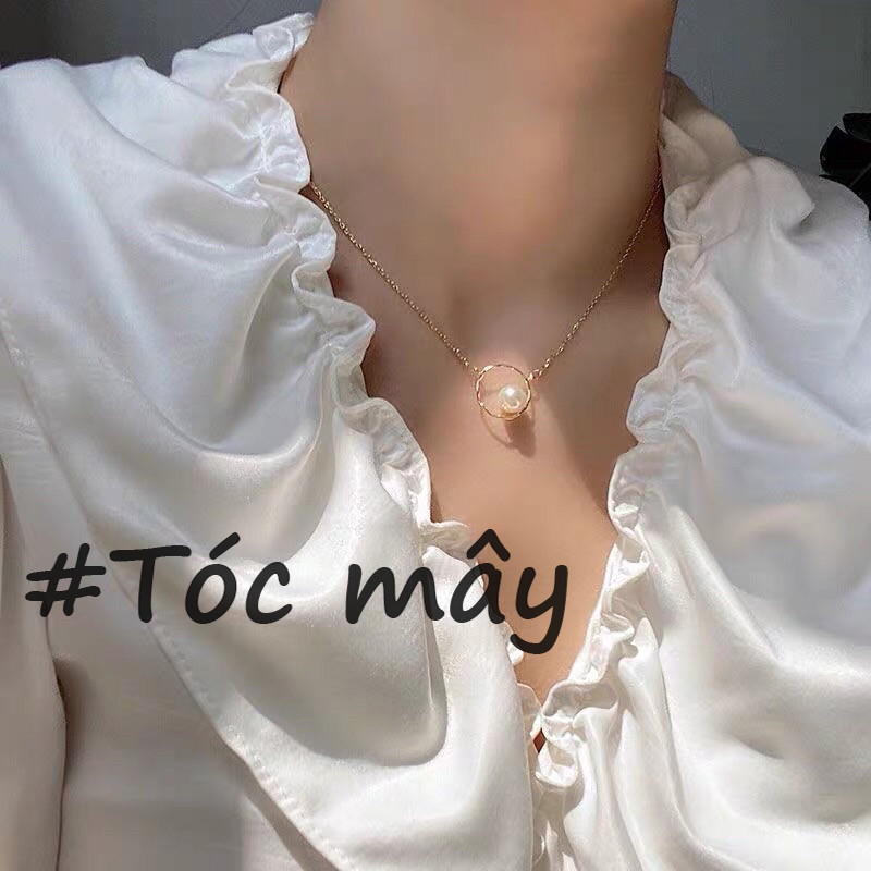 Vòng cổ nữ Hàn Quốc sợi vàng thiết kế mặt tròn đính hạt V47
