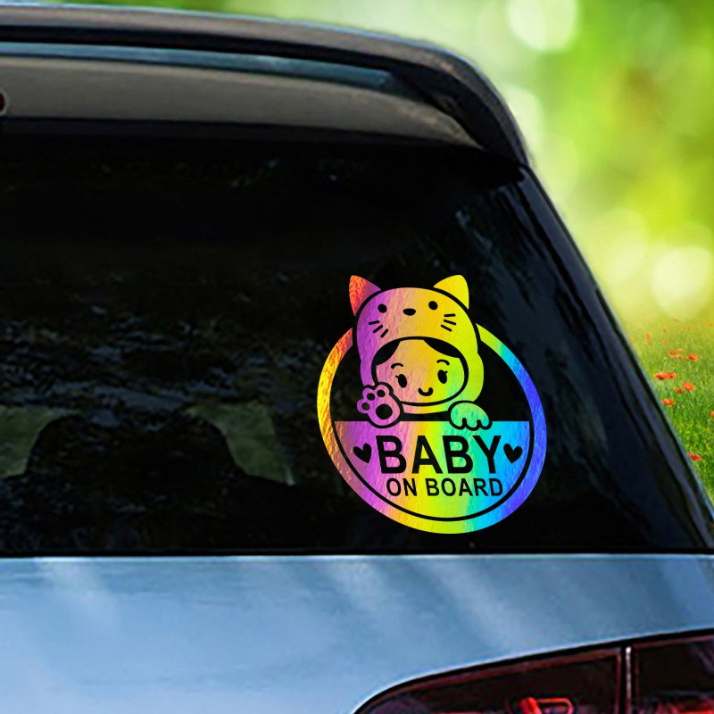Miếng Dán Xe Hơi Phản Quang Baby In Car Xinh Xắn Dễ Thương by DV AUTO