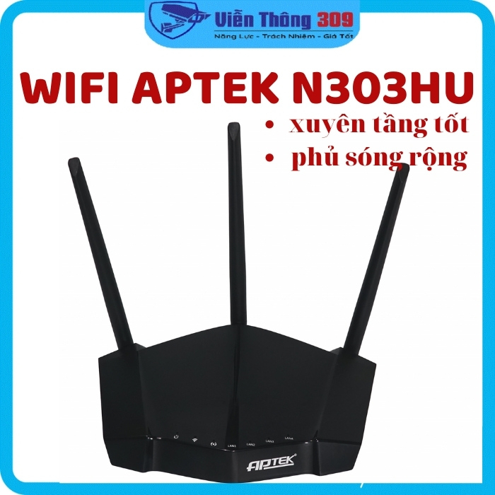 Thanh lí bộ phát sóng không dây APTEK N303HU đã qua sử dụng, mới 90% tầm phủ sóng rộng, xuyên tầng tốt