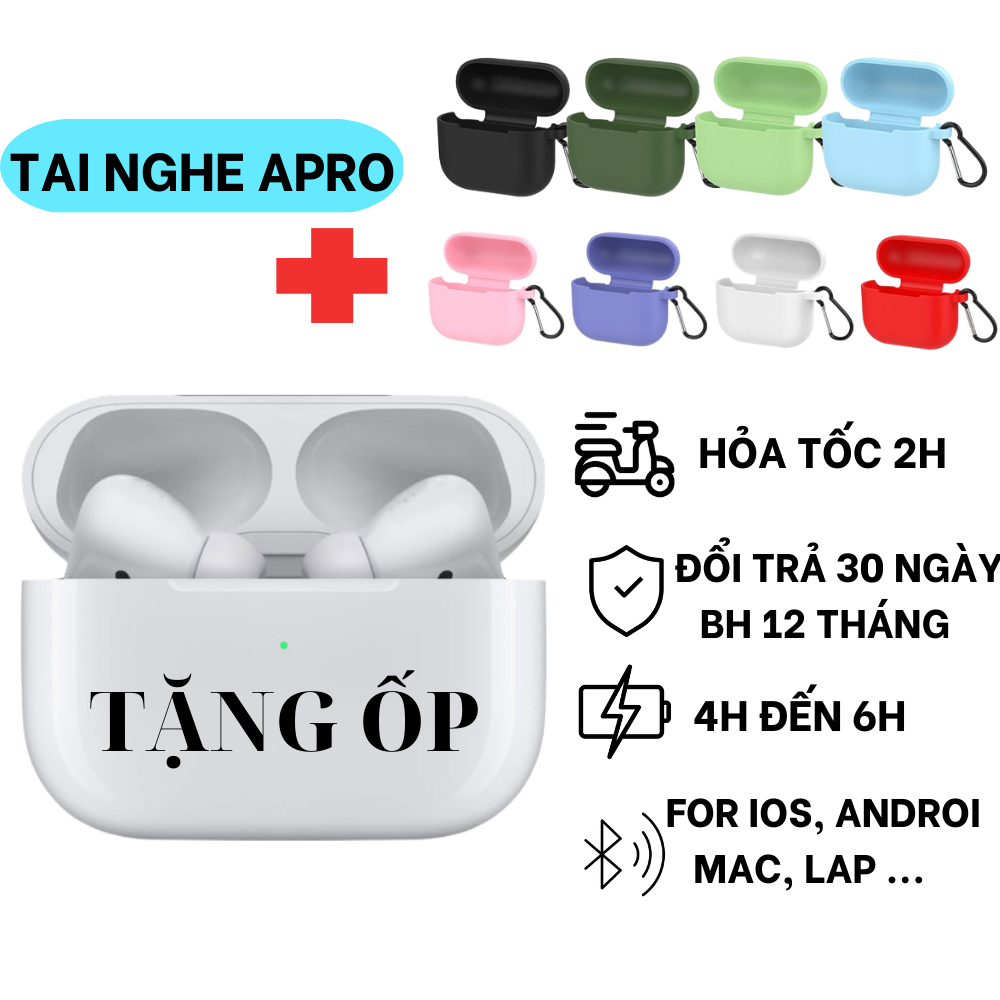 Tai nghe Bluetooth Không Dây AP PRO Full Chức Năng Pin Trâu 6h, Định Vị, Đổi Tên, Âm Tốt Dùng Cho Androi, IOS, Lap…