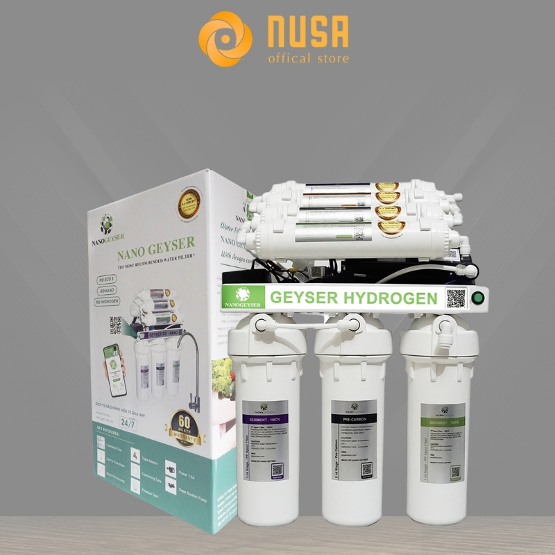 Máy lọc nước Nano Geyser  Ro Hydrogen 8 cấp lọc ,xử lý cặn canxi, nâng pH cho nước axit
