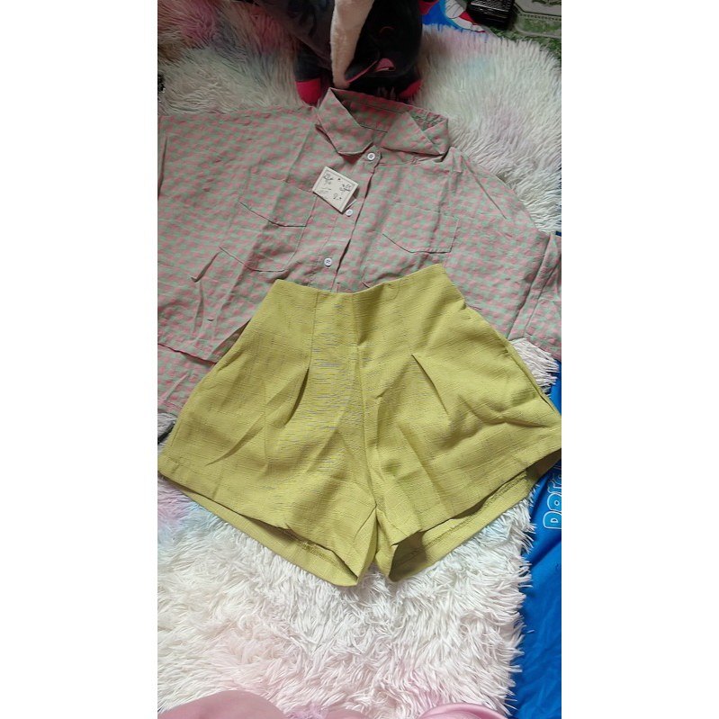 set Sọc caro kem quan