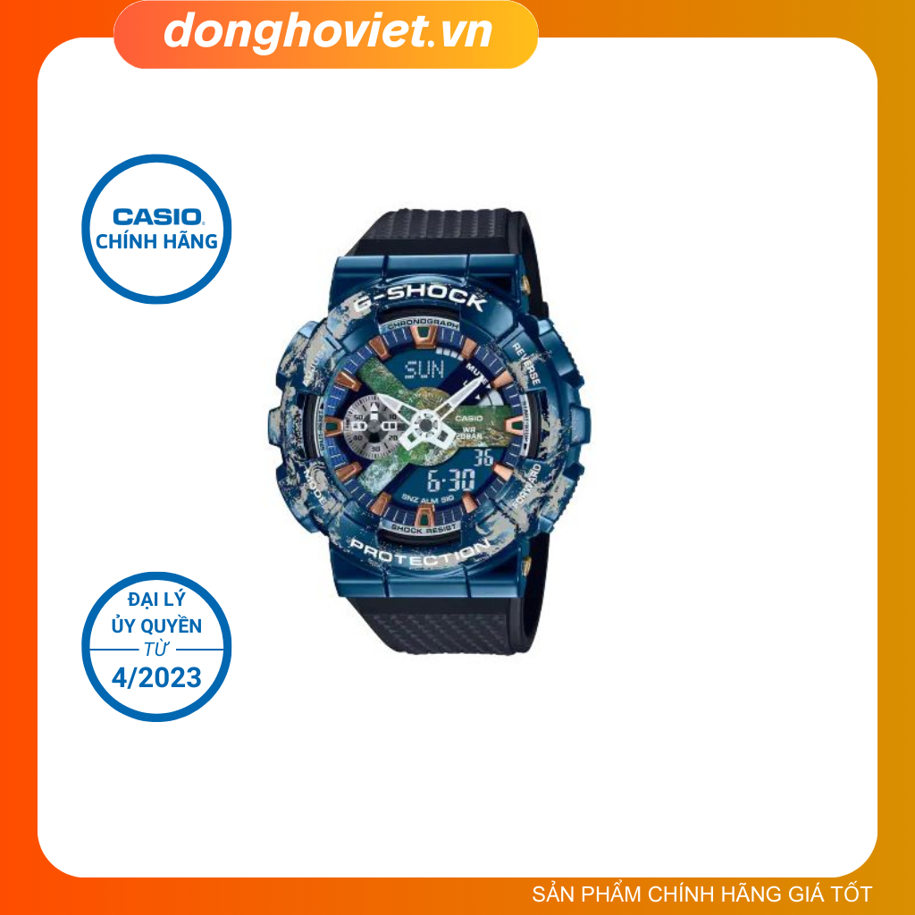 Đồng Hồ Nam Casio GM-110EARTH-1ADR I Giờ Thế Giới - Chiếu Sáng - Hẹn Giờ - Chính Hãng 100% [DHV - DOnghoviet]