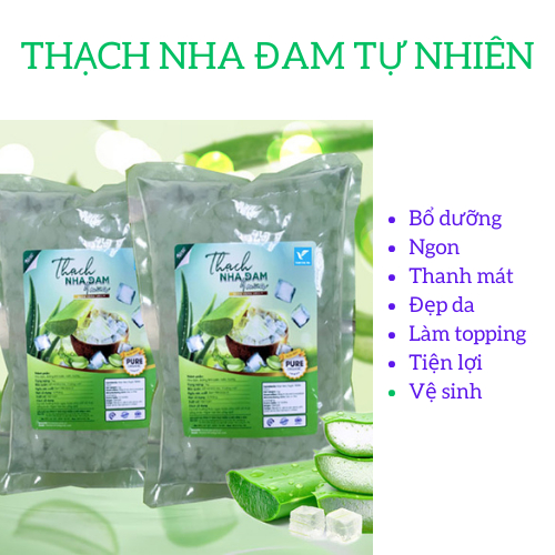 Thạch nha đam tự nhiên thanh mát -túi 1kg - topping siêu ngon cho sữa chua_trà sữa_chè-hàng chuẩn xuất khẩu