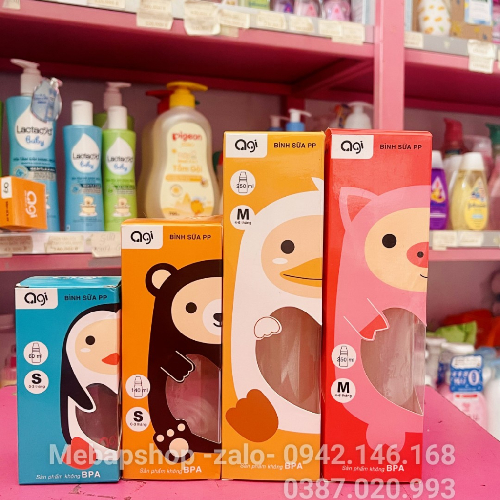 BÌNH SỮA AGI NHỰA PP 60ML/ 140ML/250ML