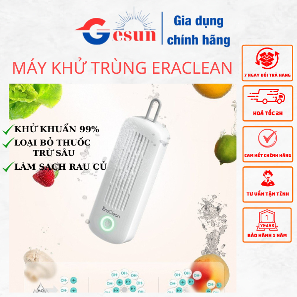 Máy khử trùng Eraclean, máy rửa rau quả, tiệt trùng hoa quả, thực phẩm tự động bằng công nghệ điện phân nước H01