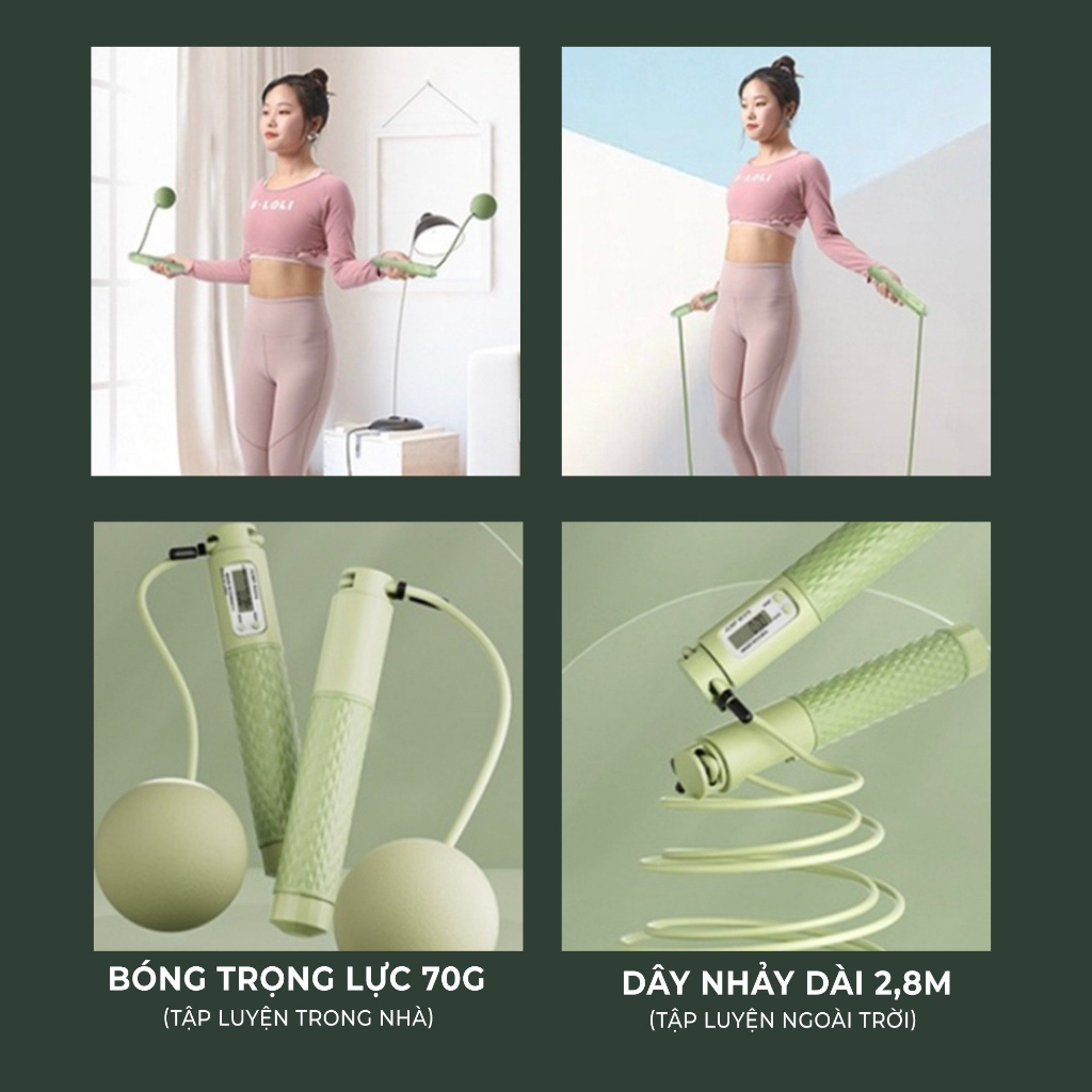 Bộ dây nhảy thể lực không dây đếm số tự động lõi thép Today U Wear