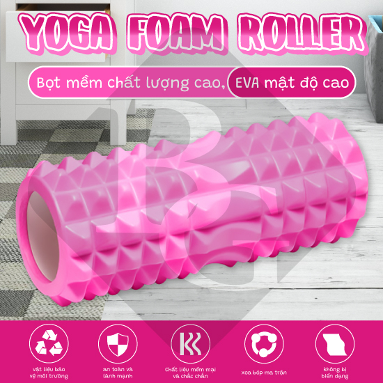 BG- Con Lăn Yoga Massage Foam Roller - Ống Trụ Lăn Xốp Tập Thể Thao Giãn Cơ Gai Nhọn Chính Hãng