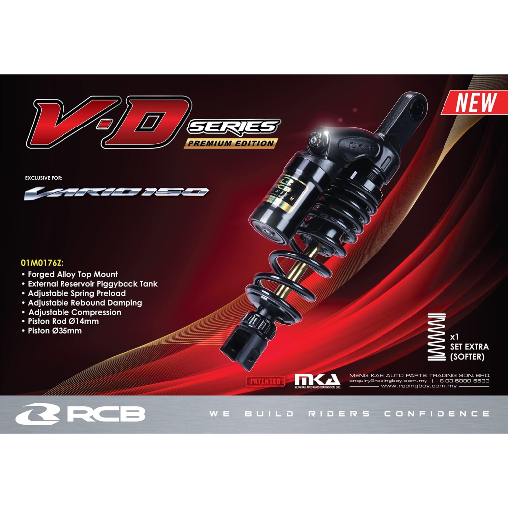 Phuộc RCB Vario/Vision/Click/Lead ( Mẩu VD Đen Ty Vàng ) Hàng Chính Hãng RCB ///