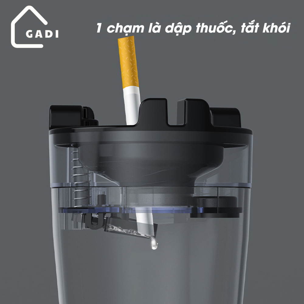 Gạt Tàn Thuốc Lá Thiết Kế Mới Ngăn Chứa Nước Để Dập, Có Phễu Chống Khói Bay, Chất Liệu Abs + Thép Không Gỉ