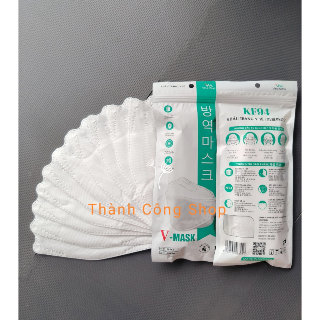 Sỉ 1 Thùng 300 Cái Khẩu Trang KF94 Kiểu Hàn Quốc 4 Lớp Kháng Khuẩn Kháng Bụi Mịn lên đến 95%, đạt tiêu chuẩn ISO