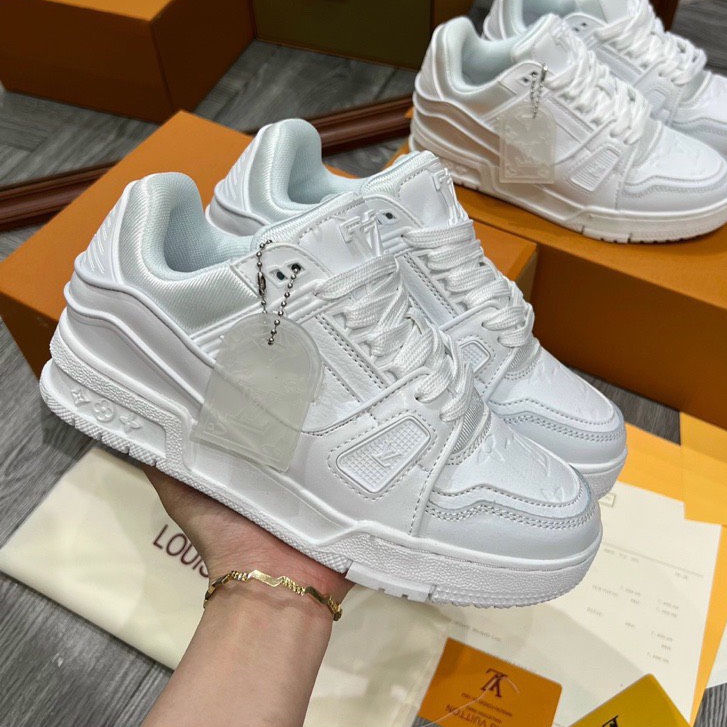 Giày LV Louis Vuitton Trainer White,Giày LV Louis Vuitton Full Box Trắng, Đế Tăng Chiều Cao,Full Box Bill