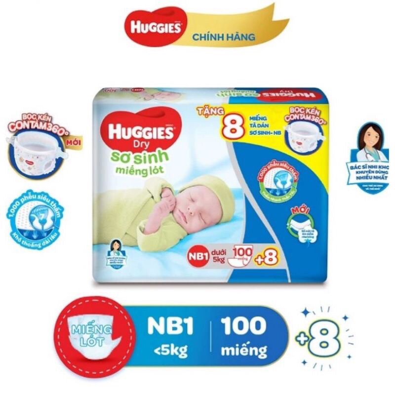 Miếng Lót Sơ Sinh Huggies NB1 100 miếng/ NB1 56 miếng