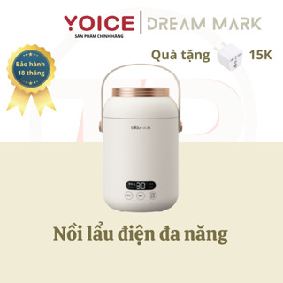 Nồi lẩu điện đa năng mini Bear DRG-P08D1, 0.8 lít, nồi điện nhỏ, nồi nấu mì, nồi nấu nước tiện lợi, nồi ủ cháo, inox 304