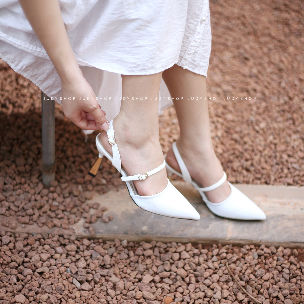 Giày Bít Mũi Hở Sau - Giày Sandal Za Rà 2 Quai Ngang Da Mềm Cao 7p VNXK