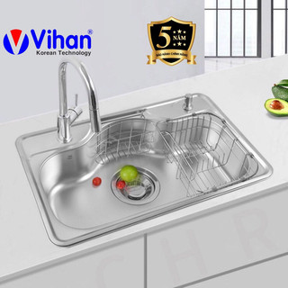 Chậu rửa chén bát 1 hố lớn inox 304 hàn quốc vihan ,vhs-850,chậu rửa chén bát 1 hố lớn vihan vhs-850 kt w850xd510xh210mm