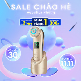 Máy nâng cơ mặt đẩy tinh chất trẻ hóa da Nanotime F81E HT Beauty chăm sóc da bằng sóng RF Photon, kết nối app ĐT