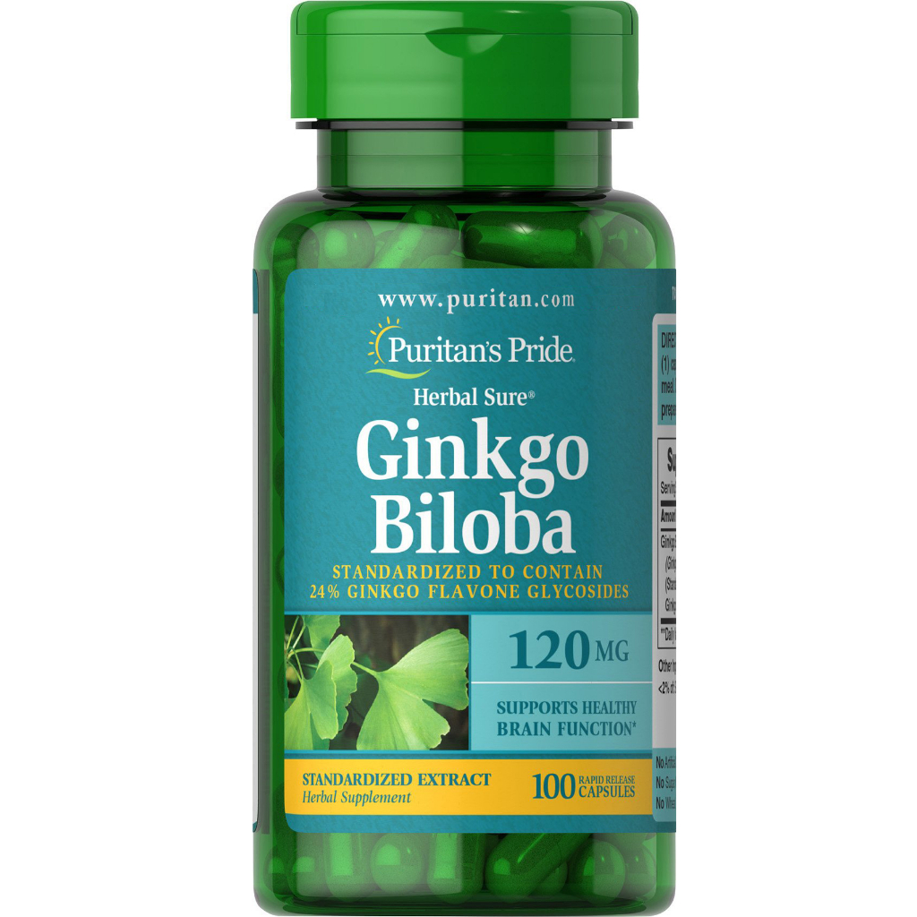 Viên Uống Hỗ Trợ Tuần Hoàn Não Bộ Puritans pride Ginkgo Biloba 120mg 100 Viên