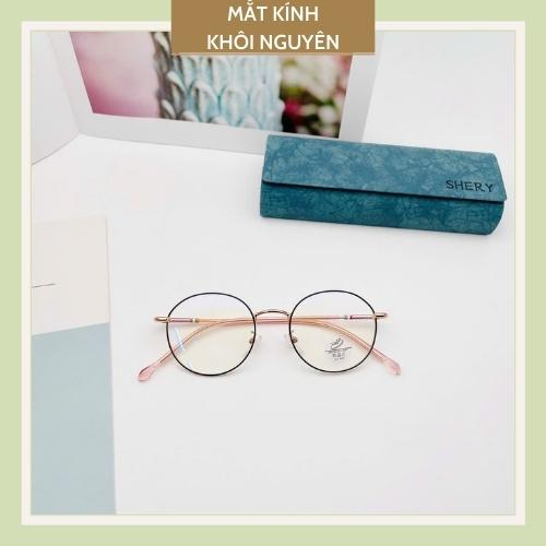 Gọng kính nam nữ kim loại giả cận form tròn chống tia UV gọng kính cận nam nữ kính cận đẹp tròng giả cận 0 độ cá tính