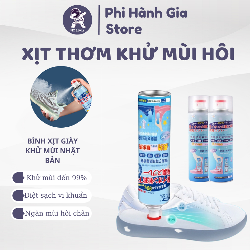 Xịt thơm khử mùi hôi giày dép, giữ cho giày dép thơm lâu,tất vớ hạn chế mùi hôi chân cho giày dép kháng khuẩn Nano bạc