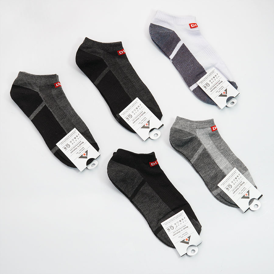 Tất vớ nam phổ thông cổ ngắn V-SOCKS giá rẻ chất liệu cotton dày dặn thấm hút ôm chân